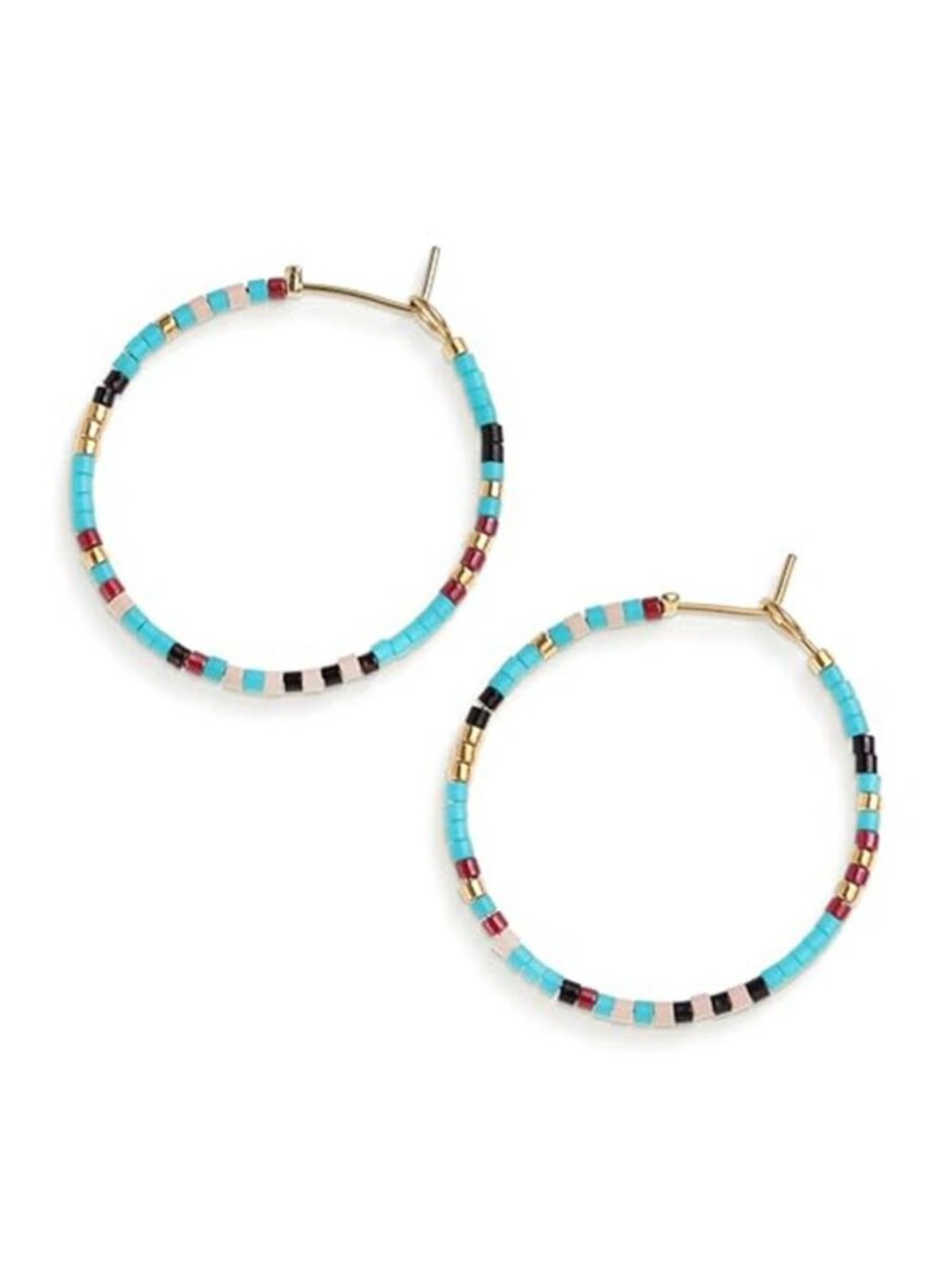 Sonatomber Handmade Boho Colorful Beaded Large Gold Hoop Earrings for Women,